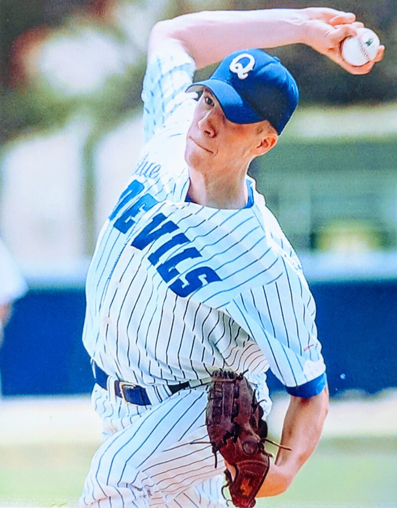 Ryan pitching for QHS Blue Devils Baseball